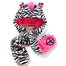 SO Big Girl's Zebra Faux-Fur Trapper Hat One Size Fits Most - NWT