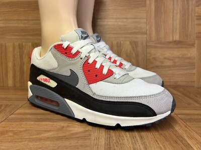 RARE Sz Nike Air Max 90 Essential White Wolf Gray Red