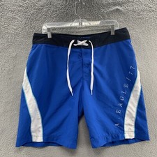 American Eagle Outfitters Men  s L Blue Pull On Swim Trunk Surf Board Shorts