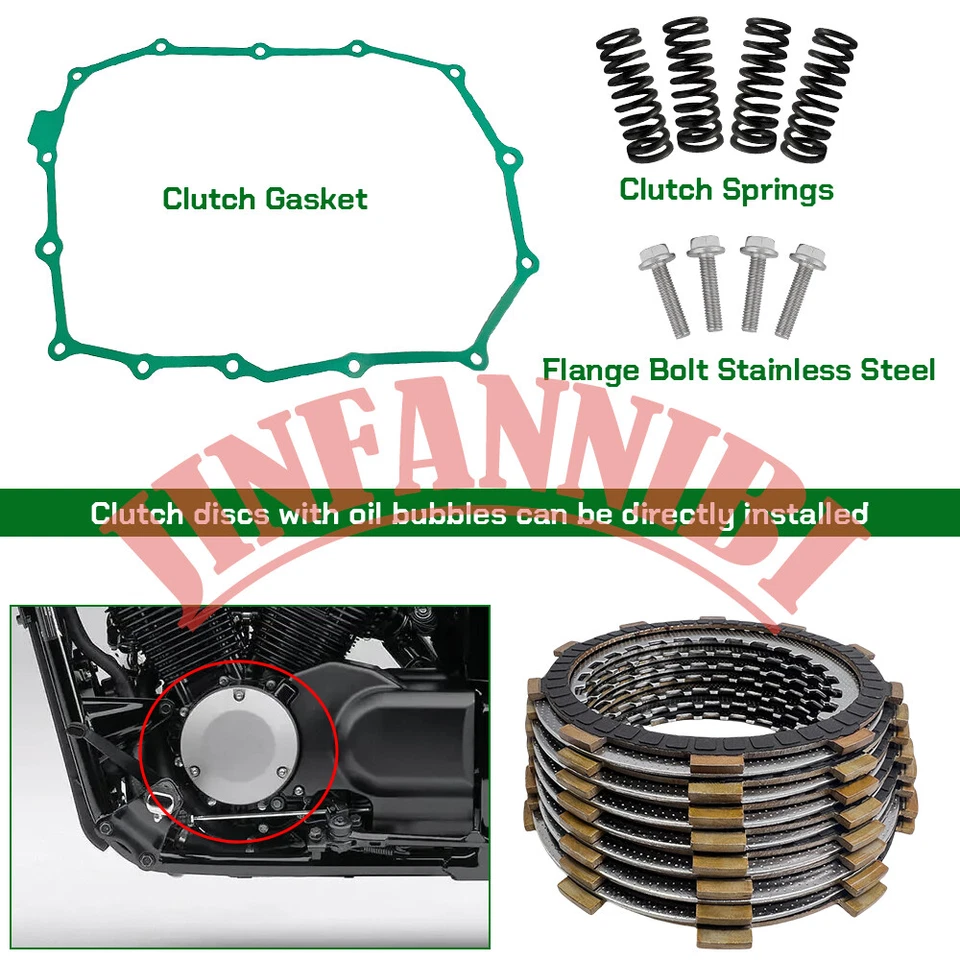 Clutch Kit Springs & Cover Gasket & Spark Plugs For Honda Shadow ACE Spirit 750 - Image 3 of 4