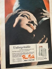 Max Factor Pan-Stik Cosmetics, Make Up, Full Page Vintage Print Ad