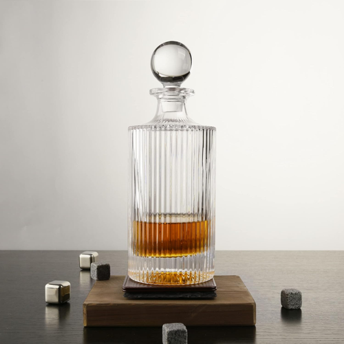 Whiskey Decanter and Glass Stopper 27 Oz Square Decanter for Whiskey, Bourbon, B - Picture 3 of 12