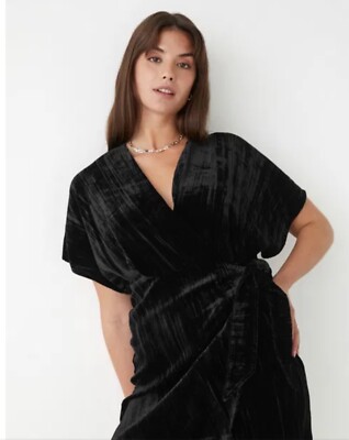 $99 Other Stories Velvet Wrap Mini Dress In Black Size NWT