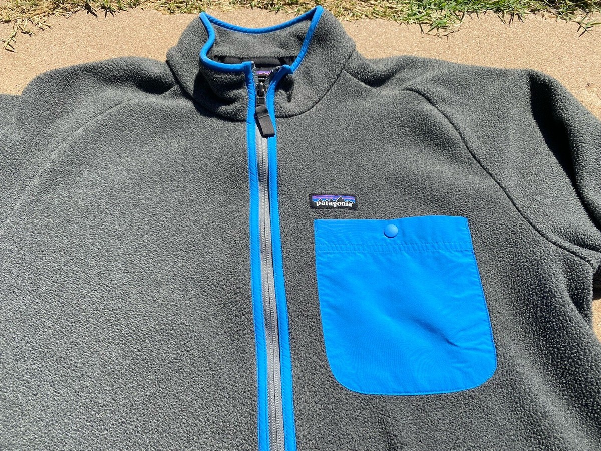 Patagonia Karstens Synchilla Zip Up Jacket Sweater Gray Blue Mens
