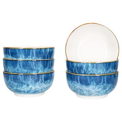 Marina 6x Müslischale Ø14cm 400ml Porzellan 6 Pers blaue Dessertschüssel maritim
