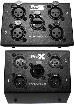 ProX 4 Channel CAT6 XLR Male Snake Box + 4 Channel XLR Female CAT6 box