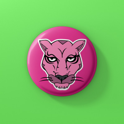 Pink Panther Illustration - Bedruckte 25mm / 58mm Button Badges / Taschenspiegel