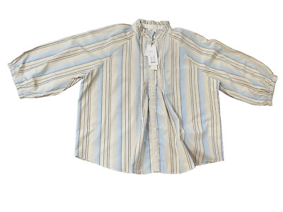 NWT~NOA NOA ITALY ORGANIC SMOOTH POPLIN BLOUSE STRIPED~ 46 XXL