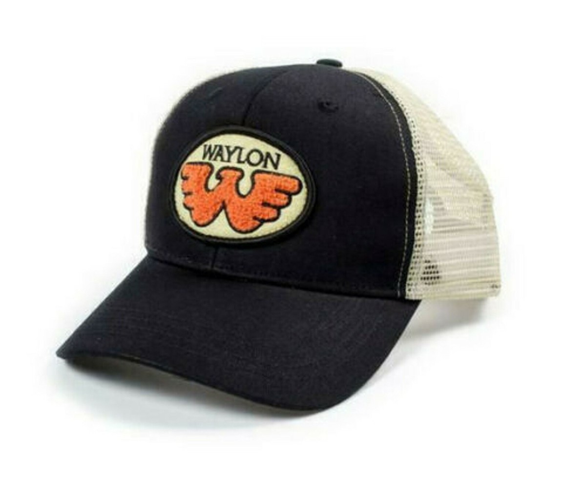 Waylon Jennings Patch Truckers Hat Adult One Size Two Tone 