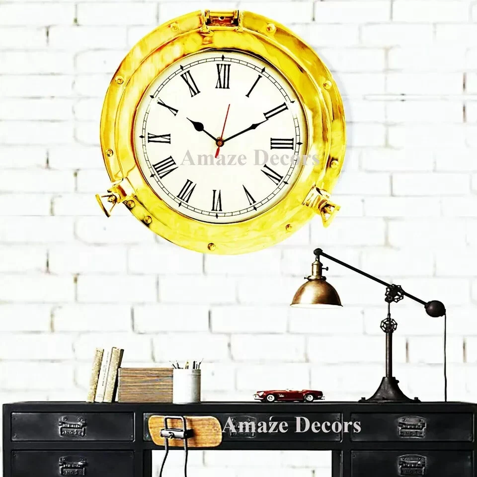 20 Zoll große Vintage Maritim Messing Schiff Fenster Bullauge Marine Wanduhr ... - Bild 3 von 3