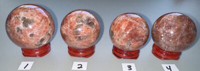Golden Sunstone Sphere Gemstone with Rainbow Sparkle and Natural Aventurescence