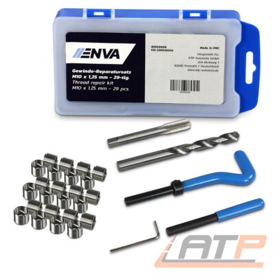 ENVA M10 GEWINDEREPARATUR SET 29tlg GEWINDE NACHSCHNEIDEN HELICOIL WERKZEUG SATZ