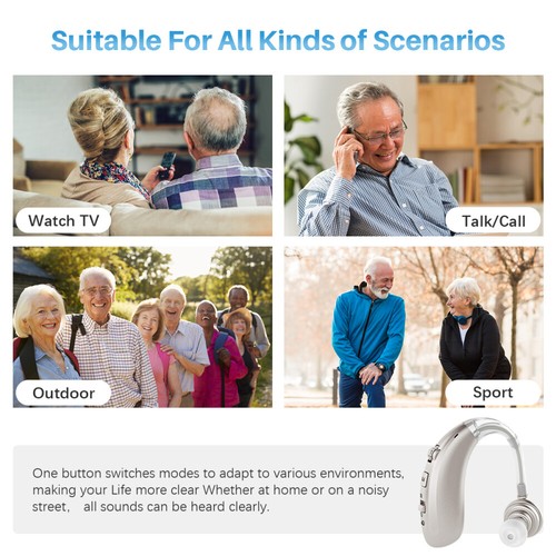 Digital Hearing Aid Sound Voice Amplifier Behind Ear Rechargeable Silver NEW - Picture 11 of 14