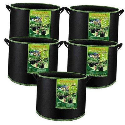-Pack Gallon Grow Bags Heavy Duty Aeration Fabric Pots with Handles Thickened 5
