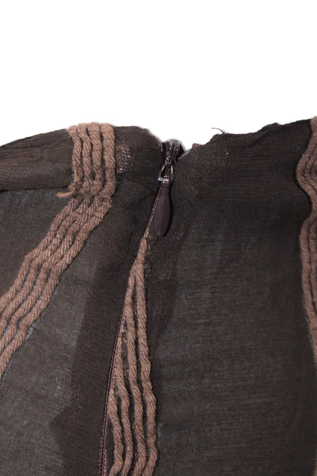 Pantalones Salvatore Ferragamo Mujer Algodón Detalle Cuerda Piernas Anchas Marrón Talla 10 Foto 4 de 4