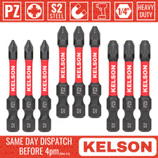 9 x Mixed Pozi PZ1  PZ2  PZ3 50mm  Impact Screwdriver Bits Magnetic 1/4" KELSON