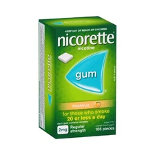 Nicorette Quit Smoking Regular Strength Fresh Fruit Chewing Gum 2mg 105 Pieces