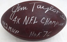 Jim Taylor Auto NFL Leather Football Green Bay Packers 4X NFL Champ HOF PSA/DNA