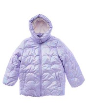 Kensie Girl Iridescent Foil Print Quilted Puffer Jacket Purple 12M