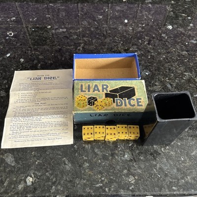 Vintage Lügner Würfelspiel Chad Valley komplett Spielregeln verpackt Bluffen 1950er