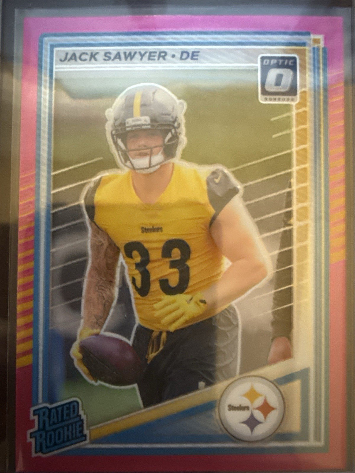 2025 Donruss - Rated Rookie Jack Sawyer #390 Optic Preview Pink Prizm (RC)