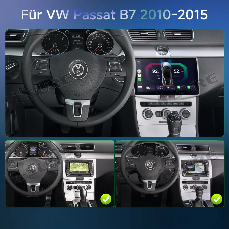 2+32GB Android 14 Autoradio Carplay GPS Navi +Kam für VW Passat B6 B7 Magotan CC - Bild 4 von 4