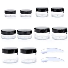 ZEJIA 10pcs Small Travel Containers, Black Sample Containers with Screw 