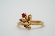 Vintage Red Flower Gold Plate Avon Ring Size ...