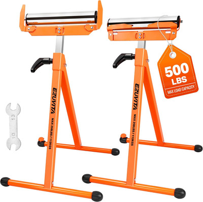 2-Pack Folding Roller Stands, 250 LBS Load Capacity per Stand, 28 43.5'' Adjustab