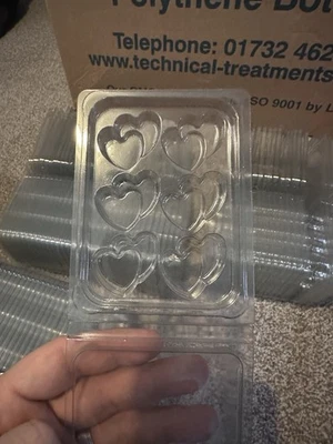 97 X 6 Cell Double Heart Clamshells Wax Melt / Chocolate/ Soap Making - Image 1 of 3