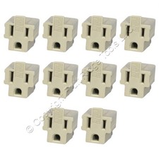 10 Leviton Gray 3-Prong Plug Outlet Adapters NEMA 5-15R 15A 125V Grounded 274