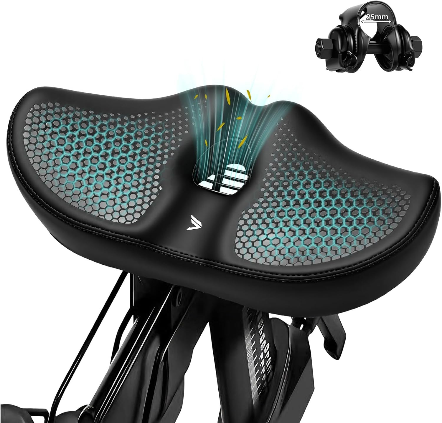 (New) Extra Wide Noseless Bike Seat Cushion for Men Women Memory Foam Filling Large Bi (42.93 USD)