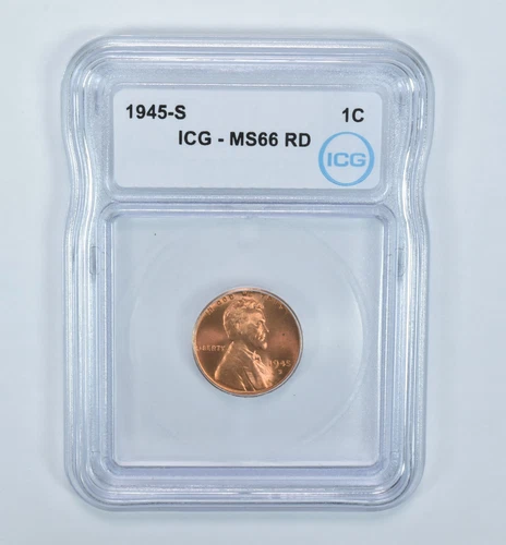 1945-S Lincoln Wheat Cent MS66 RD ICG