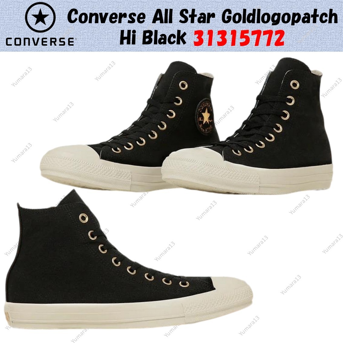 Converse All Star Goldlogopatch Hi Black 31315772 Men's Size
