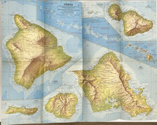 Vintage 1970 Map of Hawaii From National Geog...