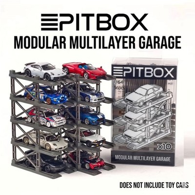 PITBOX 1:64 Modular Multilayer Garage Parking Rack Slots for 10 Cars *NO CARS*