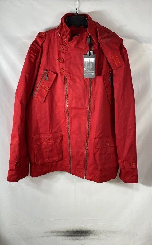 Five Elementz Men's Red Multi-Zip Hooded Utility Field Jacket Sz 2XL NWT image 1