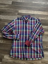 Visconti Plaid Multicolor Button Up Mens Sz XL
