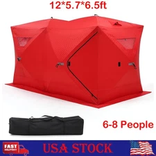 6-8 People Insulated Pop-Up Ice Fishing Shelter Windproof Portable Ice Shanty