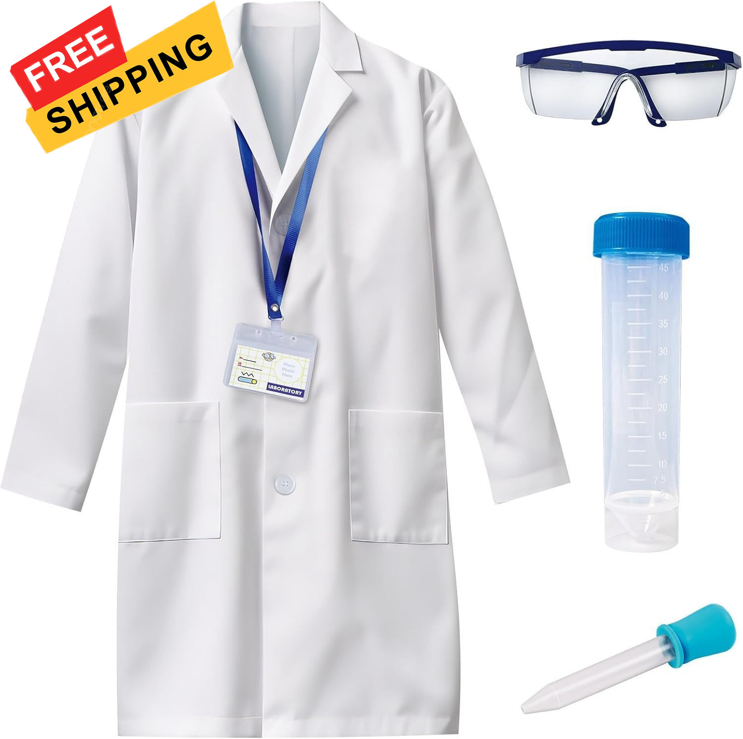 UNGLINGA Kids Lab Coat Doctor Scientist Costume with Science Goggles ID Large 