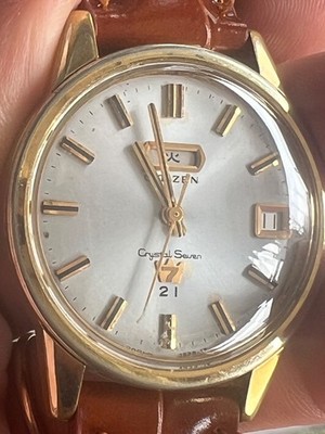 CITIZEN Crystal Seven 21 Jewels Automatic Gold Tone Wristwatch Vintage