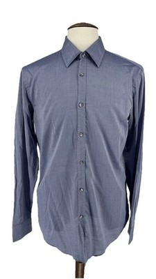 BOSS Hugo Boss Slim Fit Hemd 41 16 Blau 100% Baumwolle Italienischer Stoff