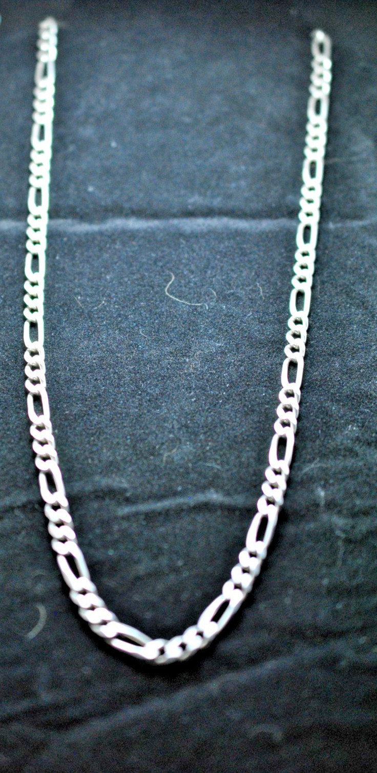 SOLID FIGARO LINK STERLING SILVER NECKLACE - ITAL… - image 1