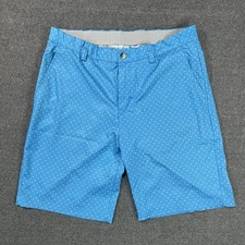 Greg Norman Shorts Men s 34 Blue Geometric ML75 Microlux Golf Chino Play Dry