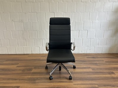 Design-Bürodrehstuhl Chefsessel Leder schwarz Aluminium