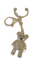 Rhinestones Clear Crystal Bling Teddy Bear Keychain Handbag Purse Charm
