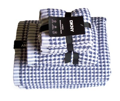 DKNY Monet Tile Magnet 8 Pc Towel Set 2 Bath 2 Hand 4 Wash Blue Gingham Checks