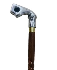 Vintage Round Model Walking Stick With Brown Wooden Cane Handmade New