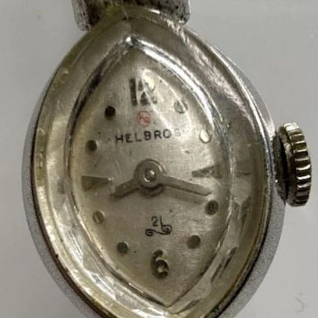 Working Vintage HELBROS Silver 21 jewels Manual Wind Ladies Watch 17mm‎ Fit 6.5\