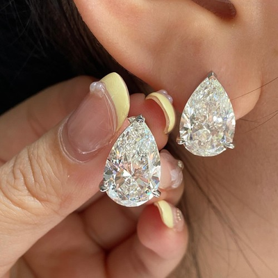 #ad Brilliant Pear Cut Solitaire Stud Screw Back Moissanite Earrings Women#x27;s Jewelry $387.86